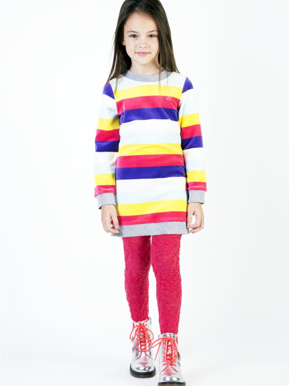 NWOT Billieblush Multicolor Striped Sweatshirt Dress with Pink Leggings